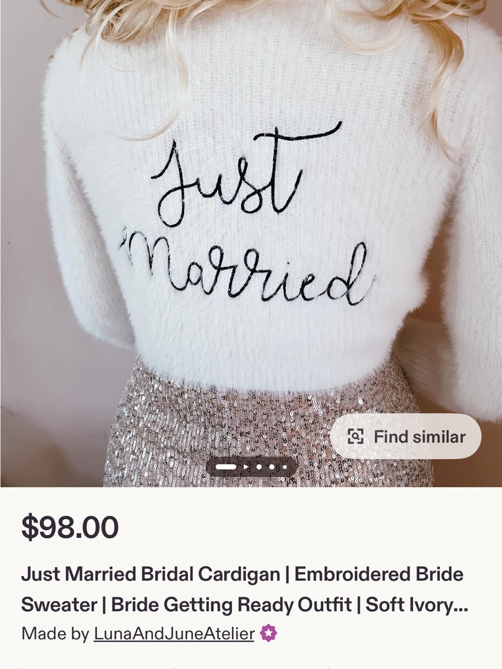Ivory "Just Married" Embroidered Bridal Cardigan